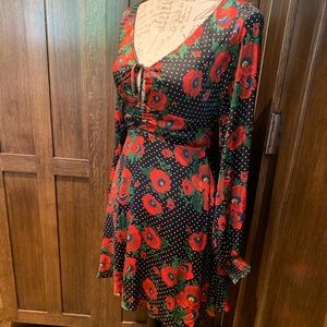 Black and red floral dress